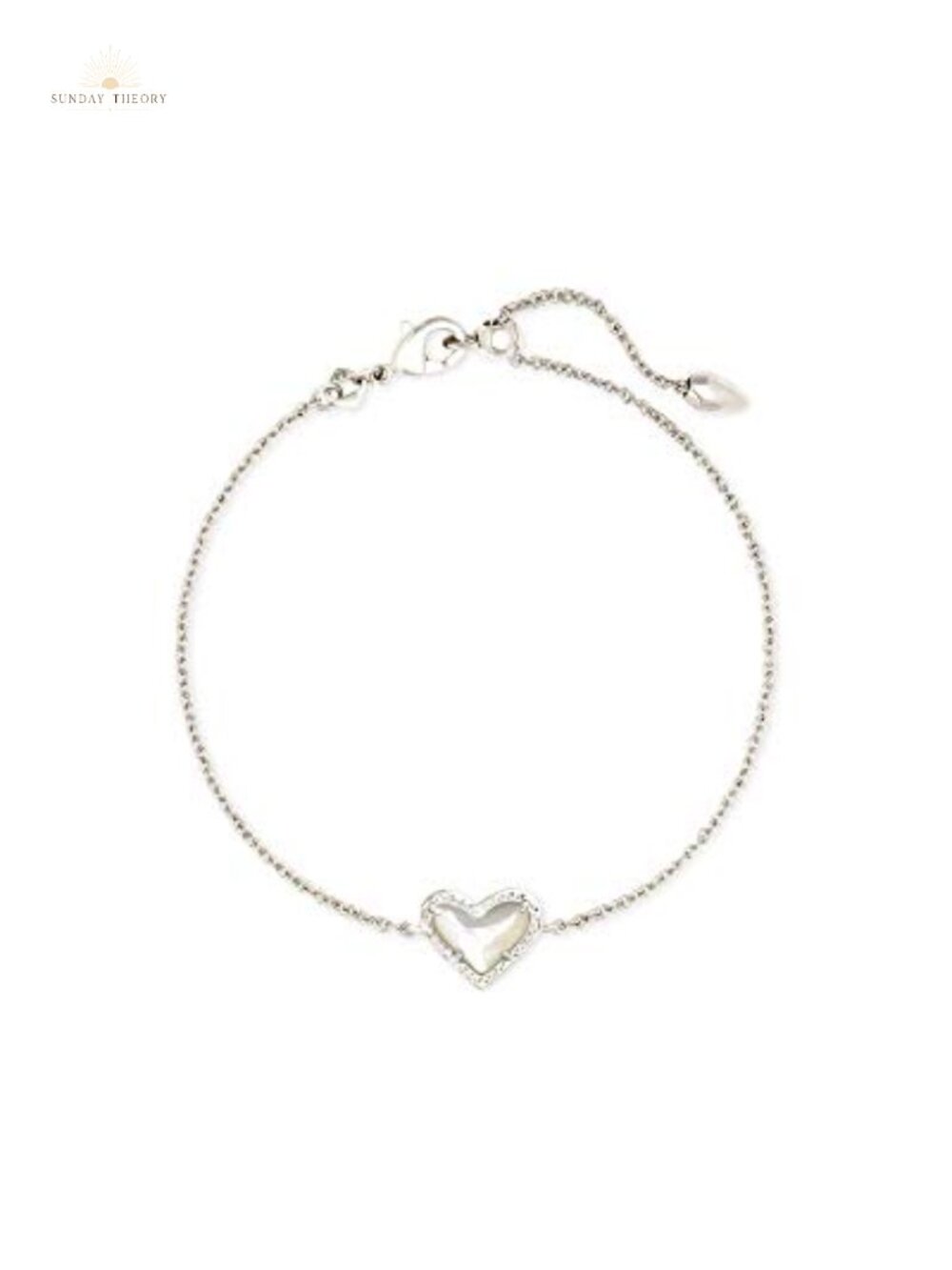 Kendra Scott Ari Heart Link Chain Bracelet Rhodium Plated Brass Women's